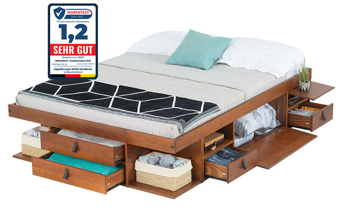 Bett mit Stauraum BALI + Lattenrost (mit oder ohne Kopfende)