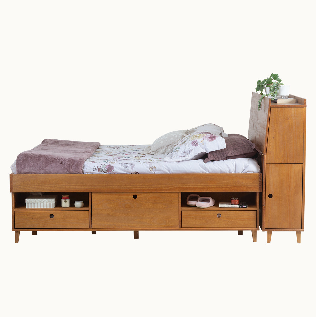 bett mit kopfteil aufbewahrung Set AMALFI: Bett mit Bettkasten + Kopfteil mit Stauraum – Memomad