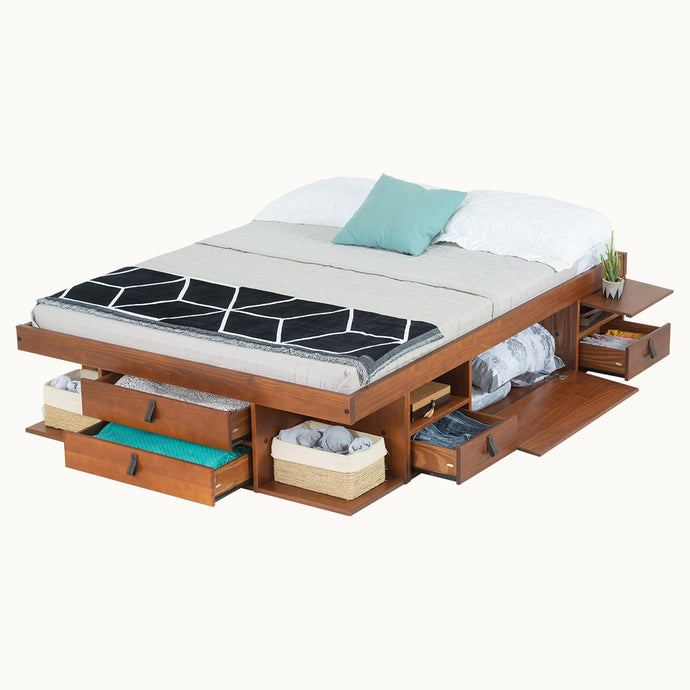 Bett mit Stauraum BALI + Lattenrost (mit oder ohne Kopfende)