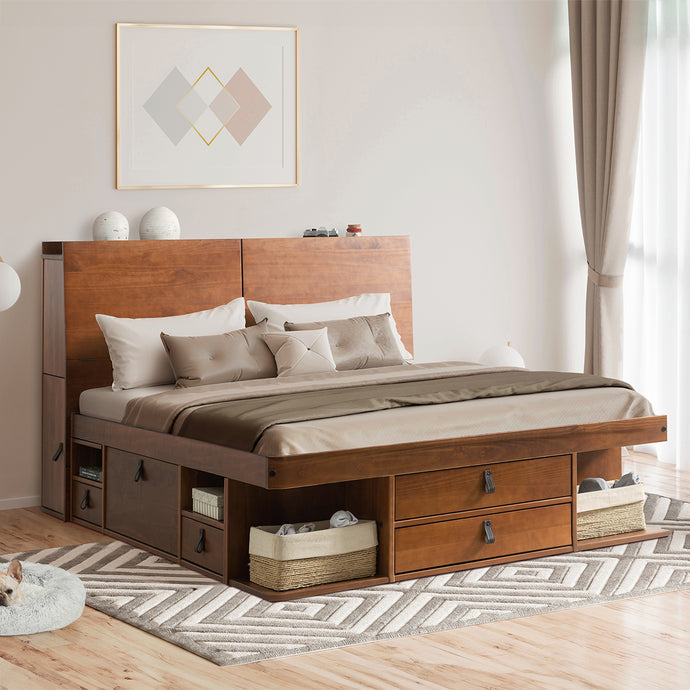 Bett mit Stauraum BALI + Lattenrost (mit oder ohne Kopfende)