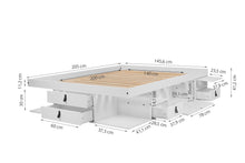 Abnehmbarer Lattenrost: Funktionsbett Bali Weiss- Doppelbett mit Bettkasten für kleine Schlafzimmer - Stabiles Funktionsbett Weiß lackiert - Bettgestell mit Aufbewahrung