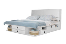 Schlafzimmer mit Set Bali Funktionsbett mit Kopfende Weiss - Bett mit Aufbewahrung aus MDF Platten weiß lackiert